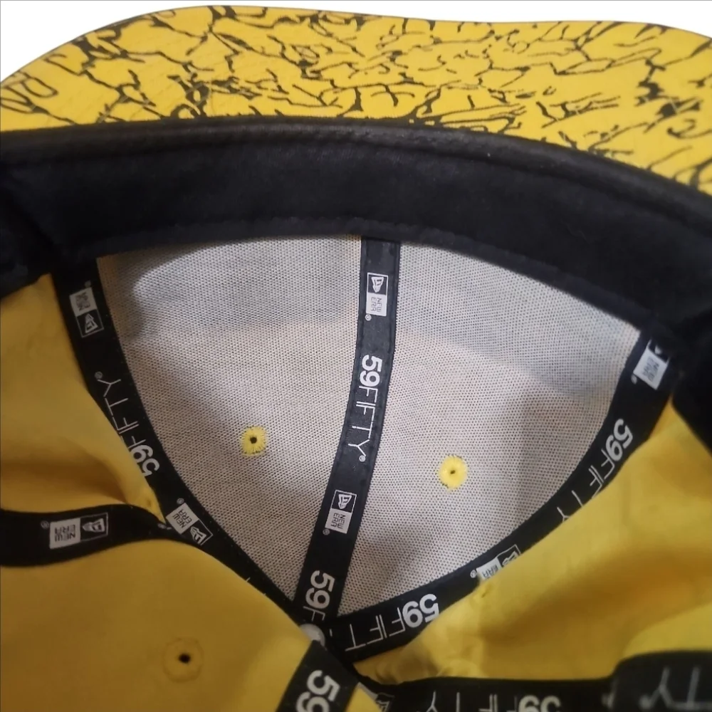 KENZO X NEW ERA | 59FIFTY Yellow/Black Marble Print Green Logo Fitted Hat 7 1/2